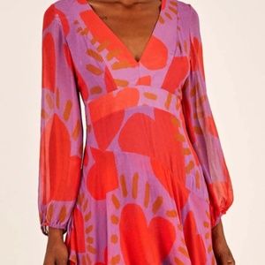 Farm Rio purple dress with hearts